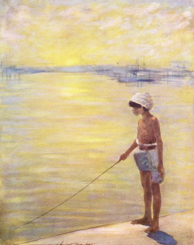 Wereldkinderen: Cingalees, vissen door Mortimer Ludington Menpes