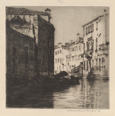 Een achterkanaal, Venetië (Paleizen) door Mortimer Menpes