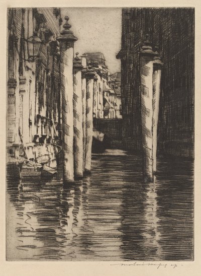 Een smal kanaal, Venetië door Mortimer Menpes