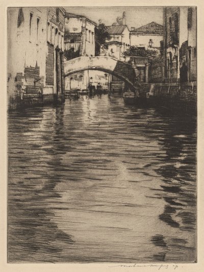 Reflecties, Venetië (Brug van Luciano, Grand Canal) door Mortimer Menpes