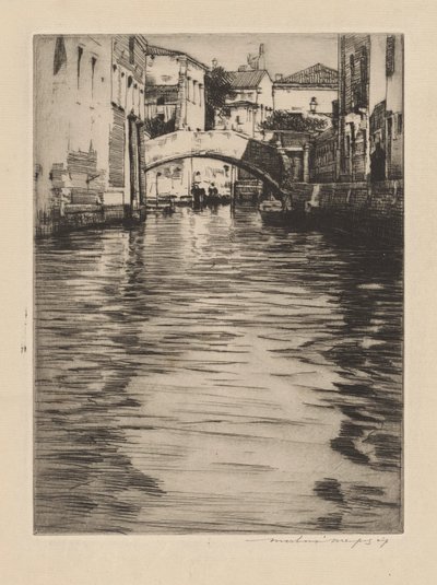 Reflecties, Venetië (Brug van Luciano, Grand Canal) door Mortimer Menpes