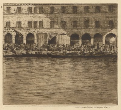 Rialto-markten, Venetië door Mortimer Menpes