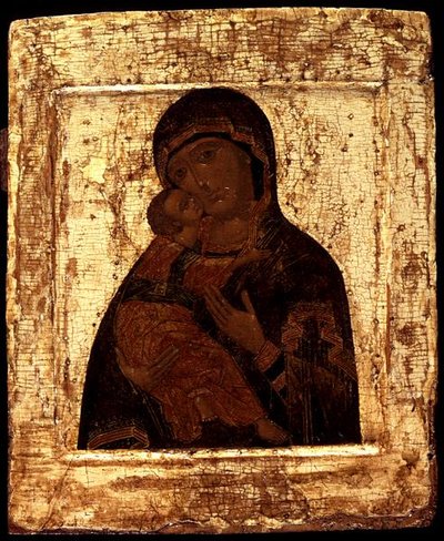 Icoon van de Maagd van Vladimir, begin 17e eeuw door Moscow School