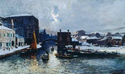 Chioggia onder sneeuw door Mose Bianchi
