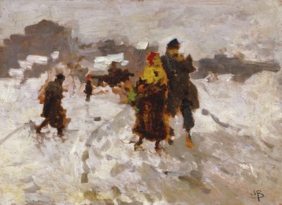 Figuren in de Sneeuw door Mose Bianchi