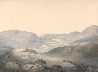 Barmouth Bay, de Samenvloeiing van de Rivieren Mowddach en Gwinion door Moses Griffith