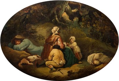 Zigeuners in een landschap door Moses Haughton