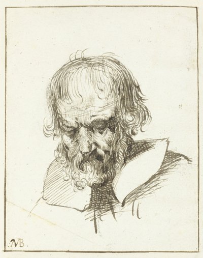 Hoofd van een oude man door Moses Ter Borch