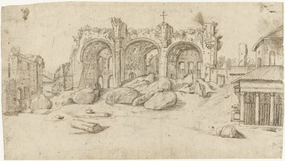 Ruïnes van de Basiliek van Maxentius en Constantijn, Rome door Moses Ter Borch