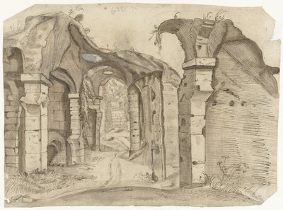 Paadje door het Colosseum, Rome door Moses ter Borch (manner of)