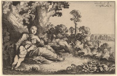 Hagar in de woestijn door Moyses van Uyttenbroeck