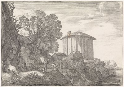 Landschap met de tempel van Vesta door Moyses van Wtenbrouck