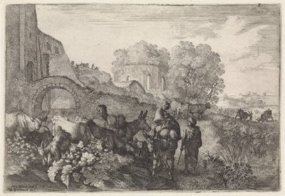 Landschap met reizigers door Moyses van Wtenbrouck