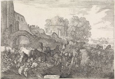 Landschap met reizigers door Moyses van Wtenbrouck
