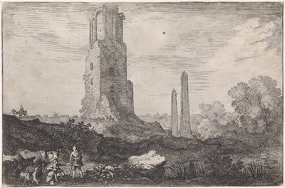 Landschap met twee obelisken en de 