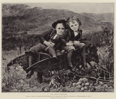 Twee kleine emigranten, de eerwaarde Dudley en Archie Hamilton Gordon, zonen van de rechter eerwaarde de graaf van Aberdeen, gouverneur-generaal van Canada door Mrs. Louisa Starr Canziani