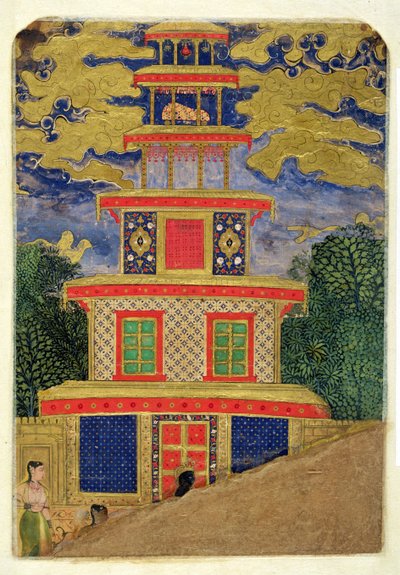 Rama vraagt Lakshmana om Sita in een bos achter te laten, uit de Ramayana, 1600 door Mughal School