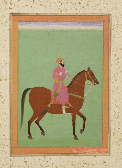 Een Mughal Amir te paard, ca. 1670-80, uit het Grote Clive Album door Mughal School