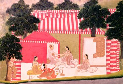 Een prins en zijn harem door Mughal School