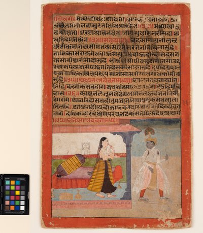 Een minnaar verlaat zijn ontroostbare minnares, c.1625 door Mughal School