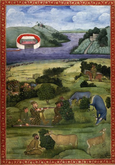 Een prins en metgezellen die op zwartwild jagen, c.1670-80 door Mughal School