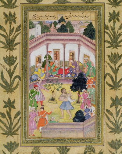 Verstoring door een gek bij een sociale bijeenkomst, uit het Small Clive Album door Mughal School