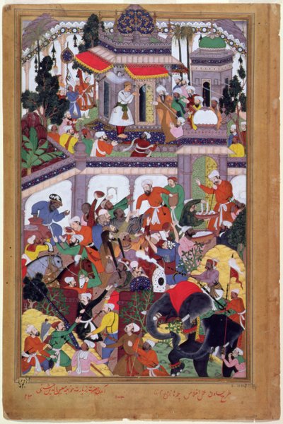 Keizer Akbar (r.1556-1605) bezoekt het heiligdom van Mu