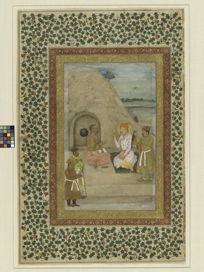Keizer Akbar en Gosain Jadrup, folio uit de St. Petersburg Muraqqa’, c.1625-30 door Mughal School