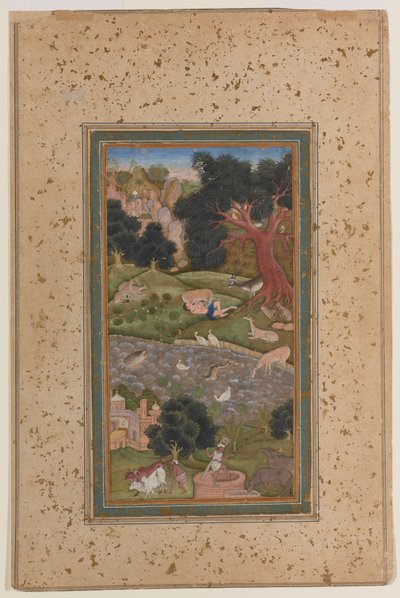 Majnun in de Wildernis, c.1600 door Mughal School