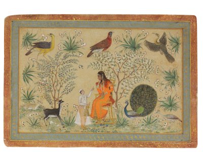 Adellijke vrouw in een tuin, ca. 1740 door Mughal School