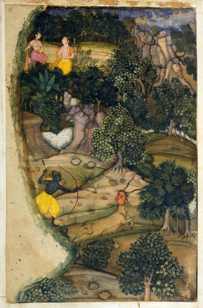 Rama achtervolgt het Gouden Hert, uit de Ramayana, 1600 door Mughal School