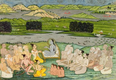 De wijze Shuku Deva spreekt koning Parikshit en een groep Sadhus toe, c.1760 door Mughal School