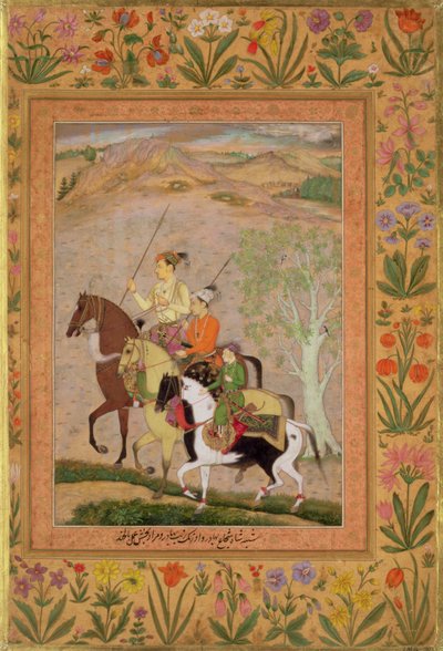 Drie Prinsen op Jacht, ca. 1635 door Mughal School