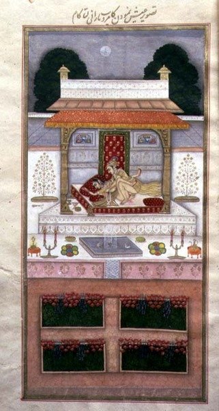 Kamrup en Kamalta op hun Huwelijksnacht, uit Dastur-i Himmat (c.1755) door Muhammad Murad
