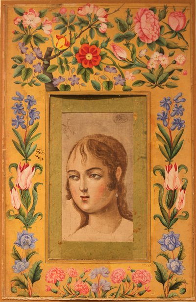 Schilderij van een jonge schoonheid, Iran, 1740s-50s door Muhammad Sadiq