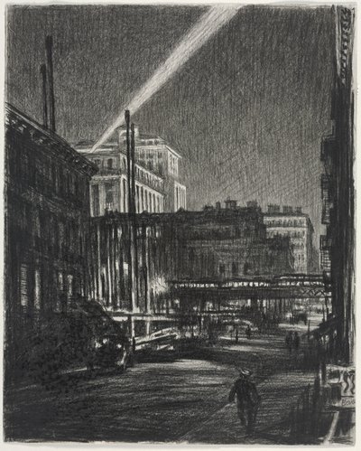 Nacht van New York (recto) door Muirhead Bone