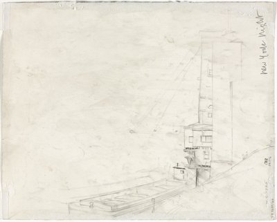 Studie voor de nacht van New York (verso) door Muirhead Bone