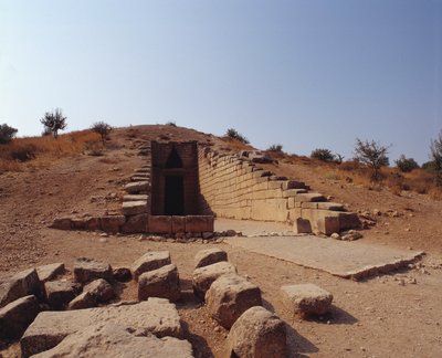 Oud Griekenland: uitzicht op de ingang van het graf van Agamemnon genaamd 