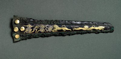 Dolk (brons, goud & zilver) door Mycenaean