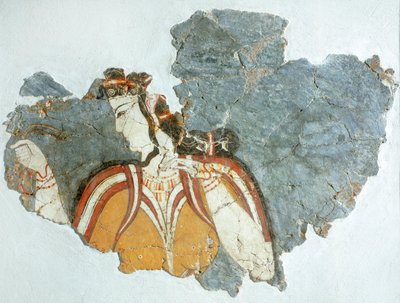 Dame van het hof, fresco uit het Myceense paleis, Griekenland, Myceense beschaving door Mycenaean