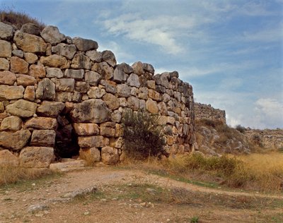 Myceense kunst: westelijke trap naar de Myceense citadel, stad Tiryns door Mycenaean