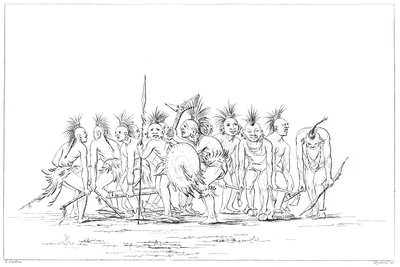 Bedeldans, Sac en Fox, Rock Island, Boven Mississippi, 1841 door Myers and Co