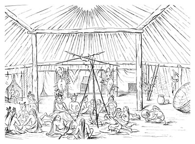Interieur van een Tipi, 1841 door Myers and Co