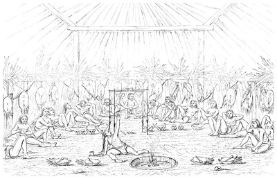 Medicijnman en tipi-interieur, 1841 door Myers and Co
