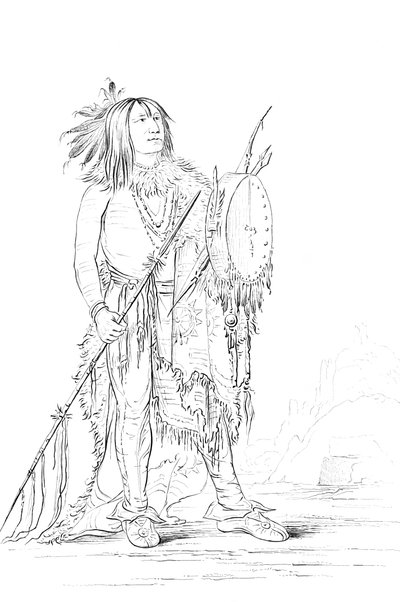 Portret van White Buffalo, Native American man, 1841 door Myers and Co