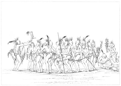 Slavendans, Sac en Fox, Rock Island, Boven-Mississippi, 1841 door Myers and Co