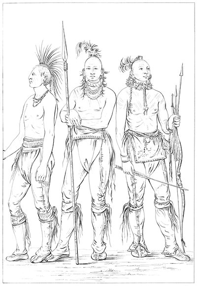 Drie Osage dappere, 1841 door Myers and Co
