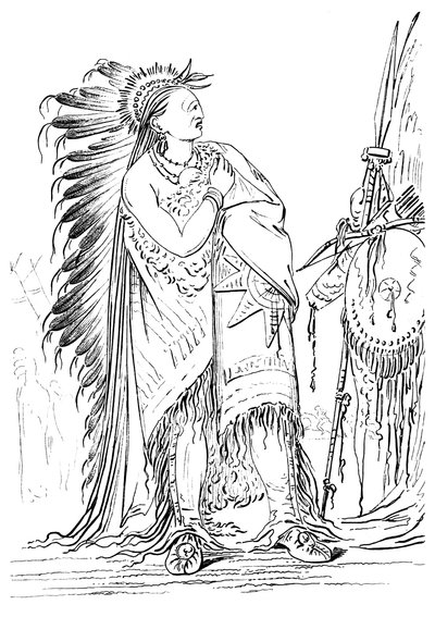 Twee Kraaien, Native American man van de Minataree stam, 1841 door Myers and Co