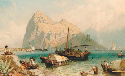 De Rots van Gibraltar, vanuit Algeciras door Myles Birket (after) Foster
