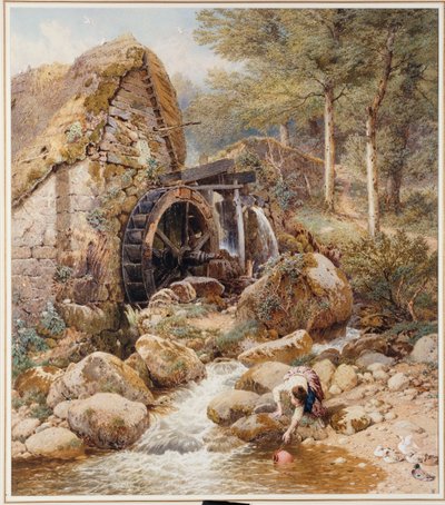 Een oude watermolen door Myles Birket Foster